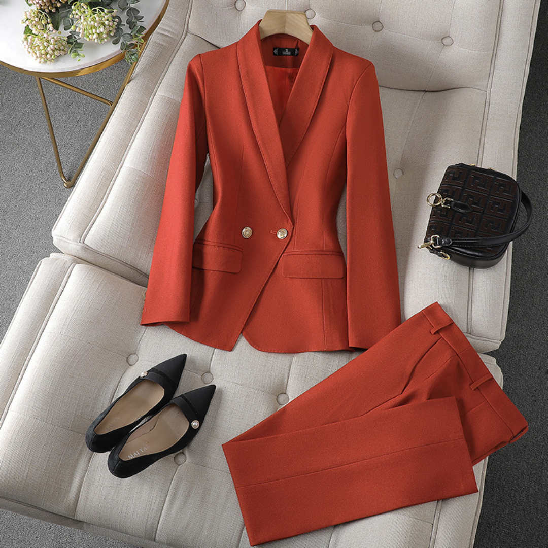 Women's Blazer Two-Piece Outfit in Solid Colour | Perfect for Casual Days