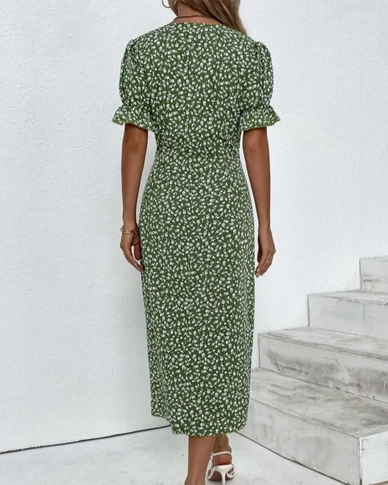Women's Elegant Flowing Maxi Dress with Flattering V-Neck