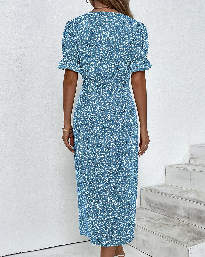 Women's Elegant Flowing Maxi Dress with Flattering V-Neck
