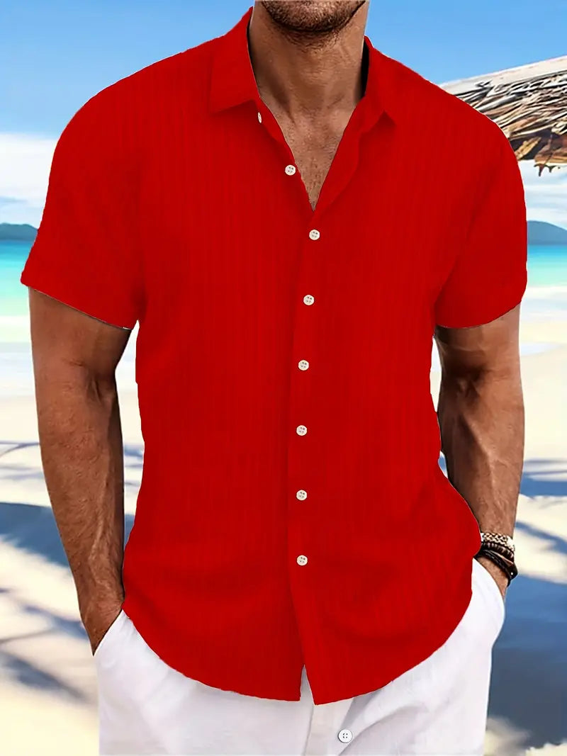 Men's Casual Soft Cotton Shirt with Loose Striped Design