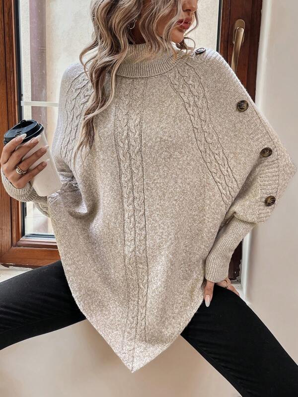 Women's Stylish Knit Turtleneck Jumper with Voluminous Sleeves | Ideal for Winter