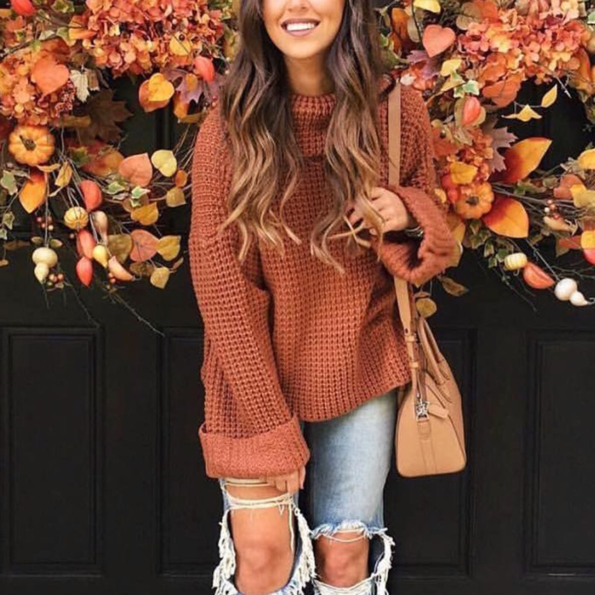 Women's Stylish Knit Turtleneck Jumper with Voluminous Sleeves | Ideal for Winter
