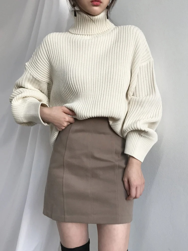 Oversize Thick Lined Turtleneck Jumper for Women | Ideal for Winter