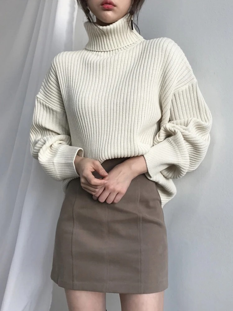 Oversize Thick Lined Turtleneck Jumper for Women | Ideal for Winter