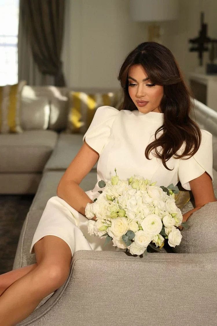Women's Elegant Mini Dress with Petal Sleeves for Cocktail Parties