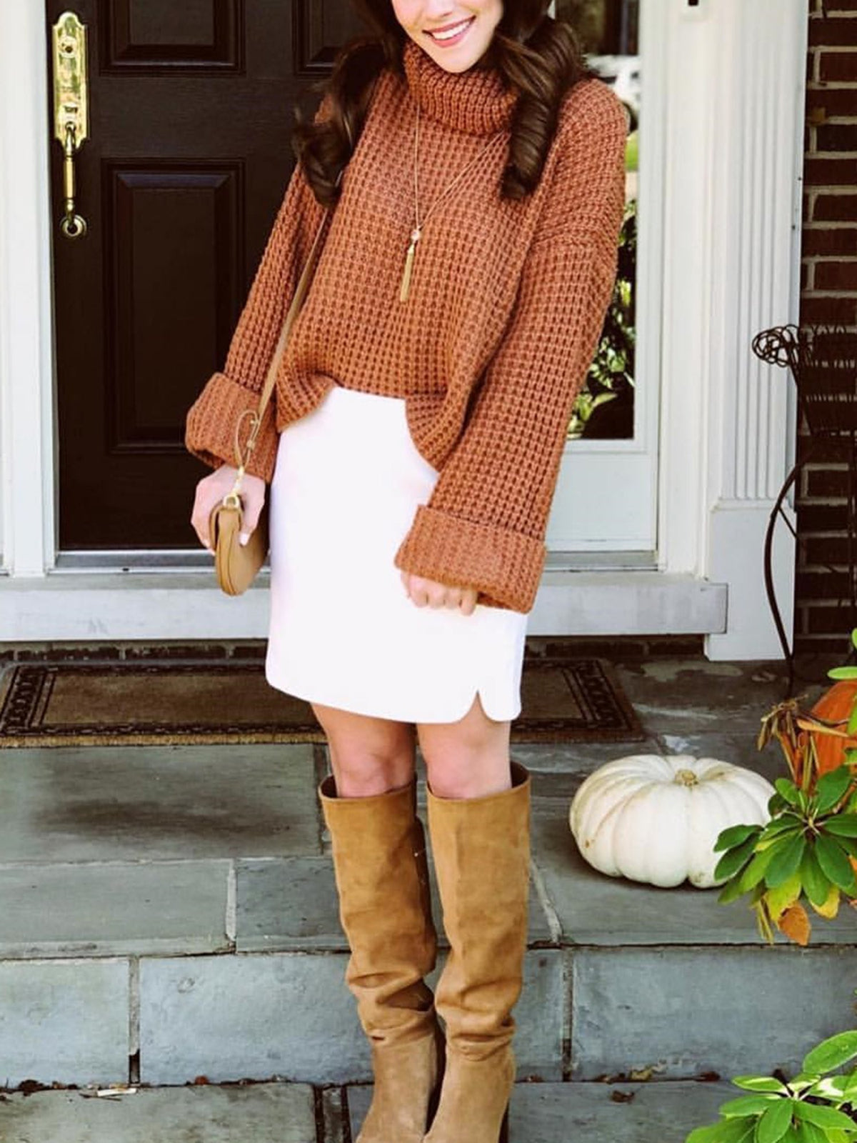Women's Stylish Knit Turtleneck Jumper with Voluminous Sleeves | Ideal for Winter