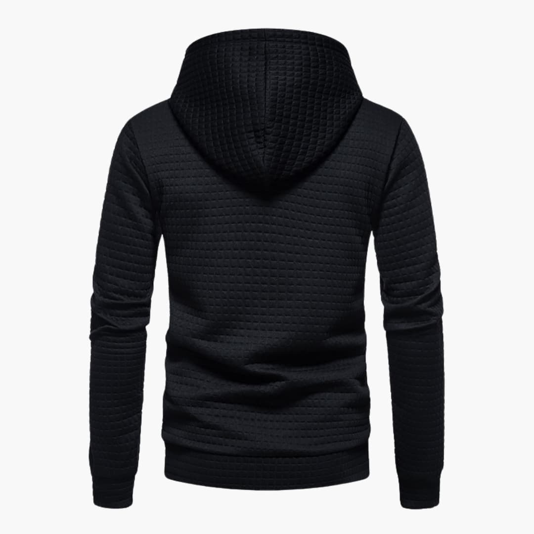Men's Solid Colour Hoodie with Patterned Geometric Design | Ideal for Winter