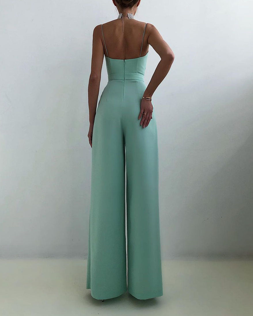 Women's Elegant Spaghetti Strap Wide Leg Jumpsuit | Ideal for Summer