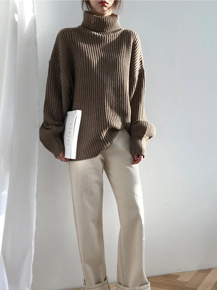 Oversize Thick Lined Turtleneck Jumper for Women | Ideal for Winter