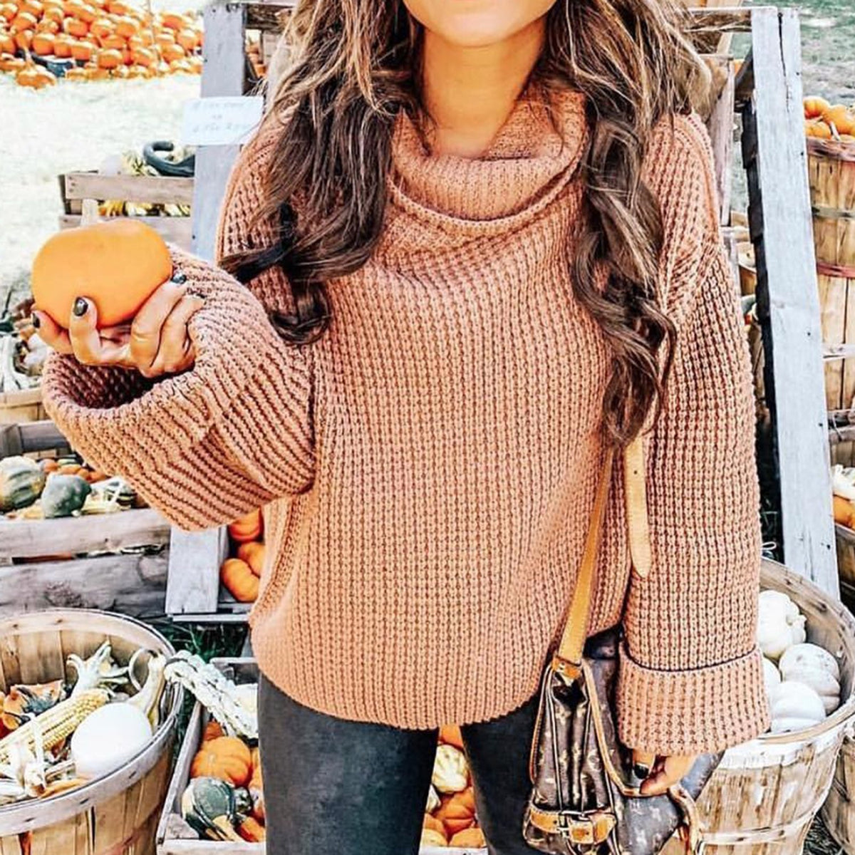 Women's Stylish Knit Turtleneck Jumper with Voluminous Sleeves | Ideal for Winter