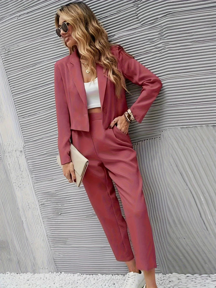 Stylish Solid Color Blazer Set for Women | Perfect for Everyday Wear