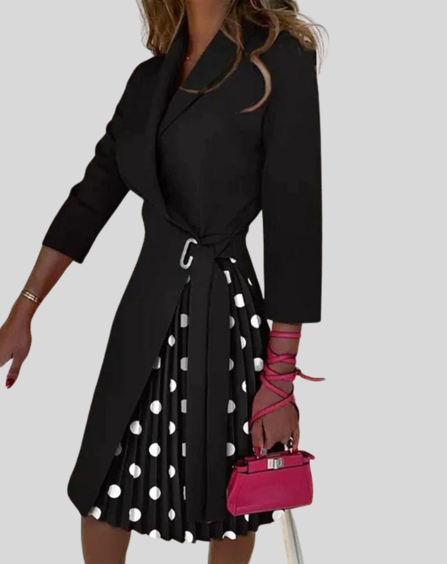Women's Multicolored Blazer Dress with Side Belt