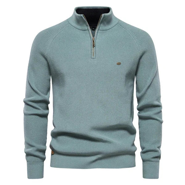 Men's Stylish Knitted Cashmere Quarter Zip Jumper | Ideal for Winter