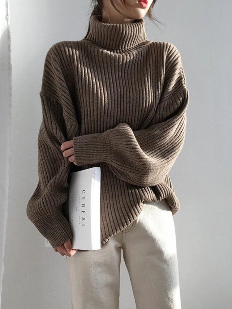 Oversize Thick Lined Turtleneck Jumper for Women | Ideal for Winter