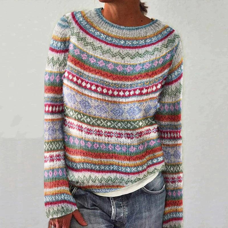 Gretchen - Multicolour Vintage Sweater - For Women | Comfortable Style