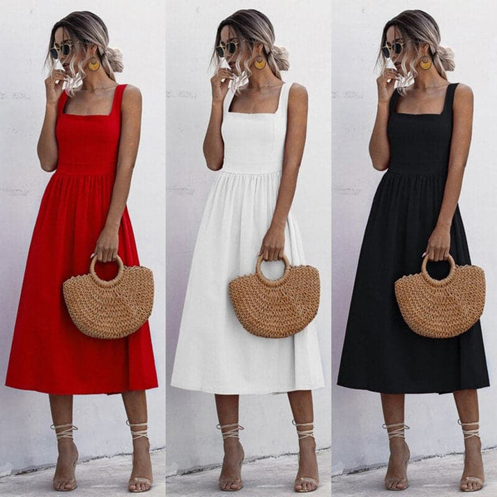 Women's Elegant Premium Fabric Dress with Sleeveless Design