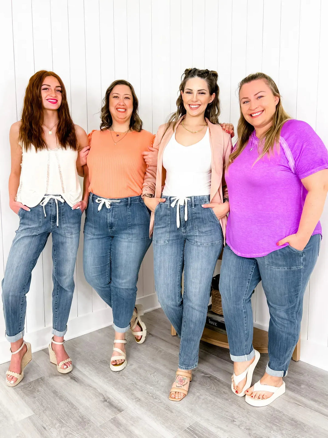 Women's Stretchy High Waist Denim Jogger Pants with Drawstring | Perfect for Casual Days