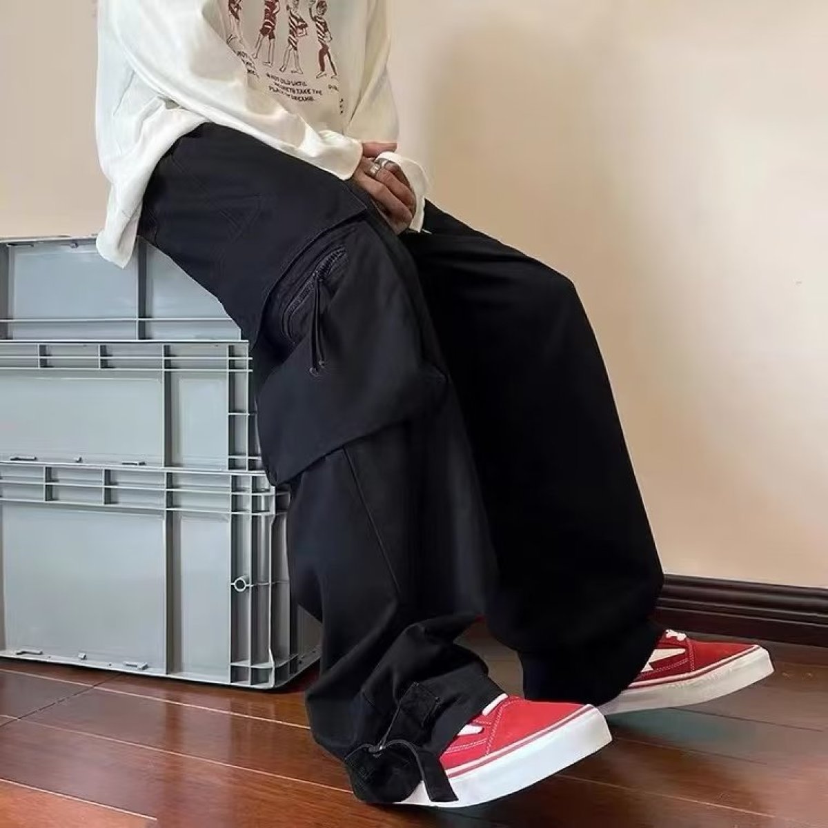 Men's Casual Black Cargo Pants with Baggy Fit | Perfect for Casual Days