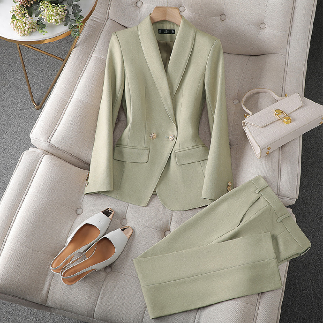 Women's Blazer Two-Piece Outfit in Solid Colour | Perfect for Casual Days
