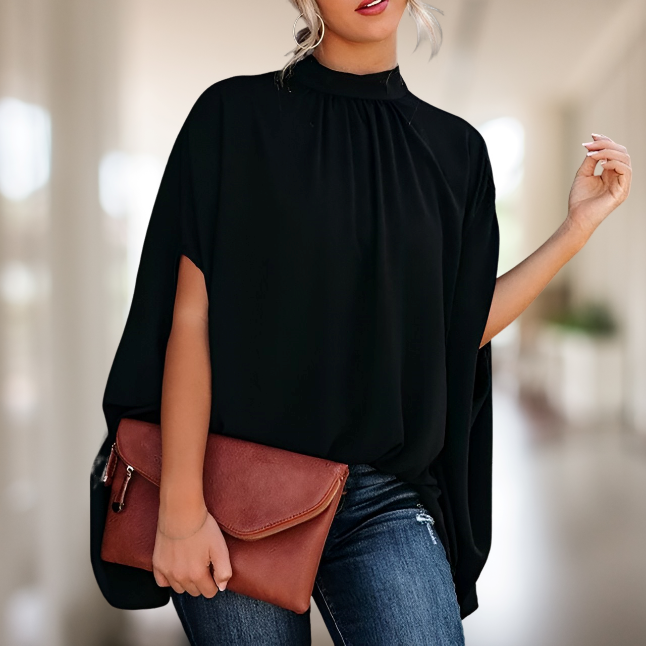 Women's Elegant Fabric Flair Blouse with Playful Design