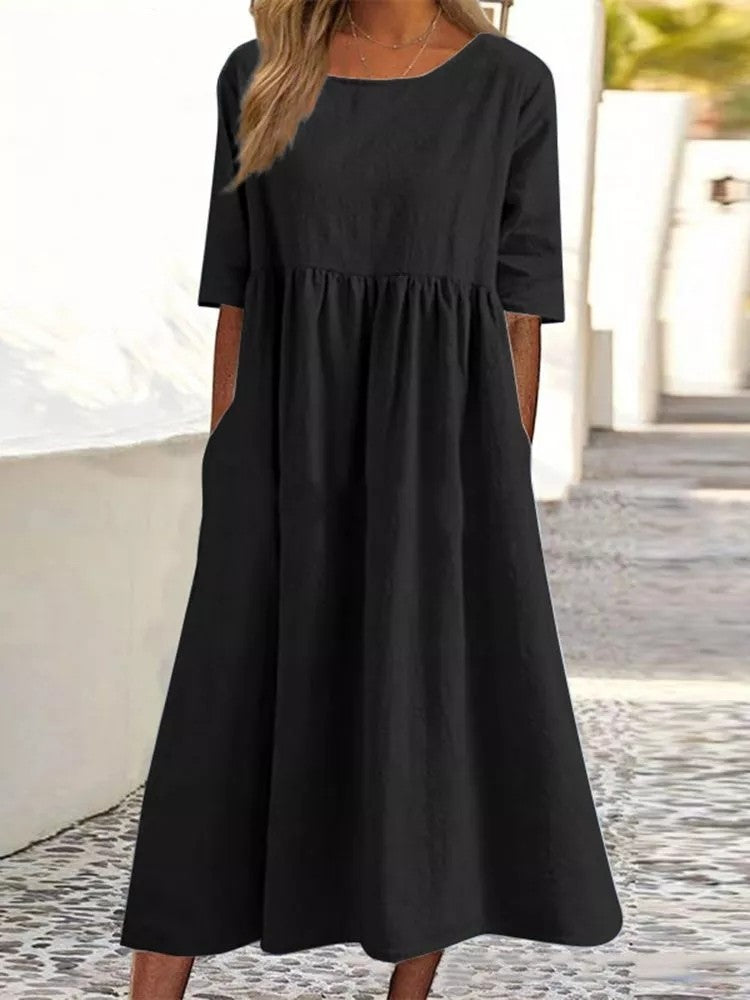 Women's Summer Midi Dress with Short Sleeves | Ideal for Summer