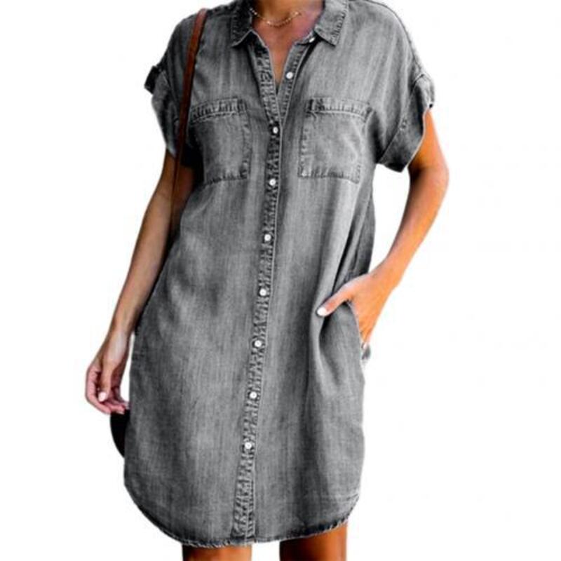 Women's Summer Denim Mini Dress with Long Sleeves | Perfect for Casual Days