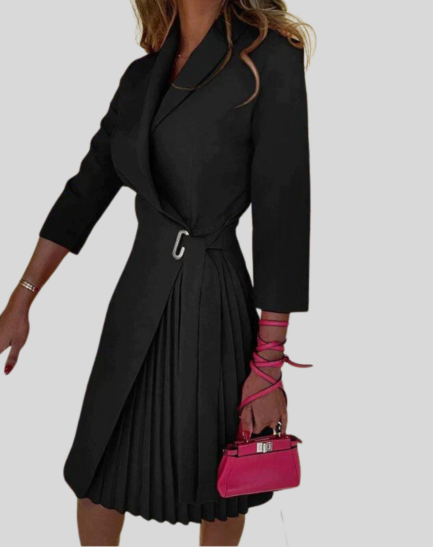Women's Multicolored Blazer Dress with Side Belt