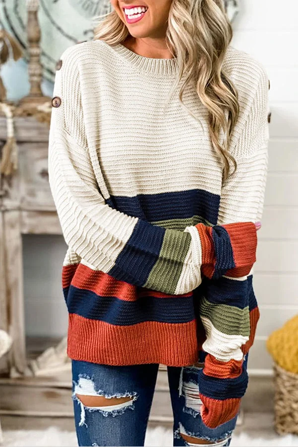 Women's Oversize Striped Knit Jumper | Ideal for Winter