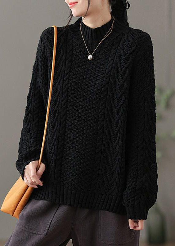 Women's Loose Fit High Neck Cable Knit Jumper | Ideal for Winter