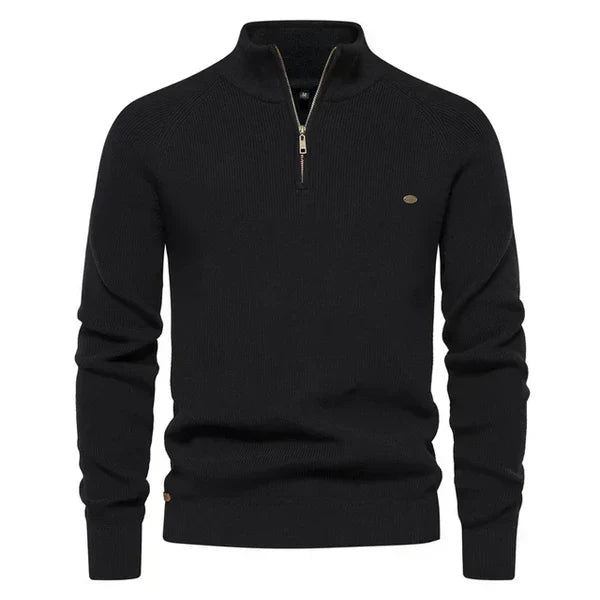 Men's Stylish Knitted Cashmere Quarter Zip Jumper | Ideal for Winter
