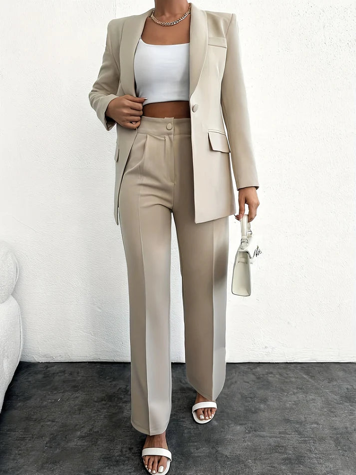 Stylish Solid Color Fashion Blazer Set for Women | Ideal for Everyday Wear