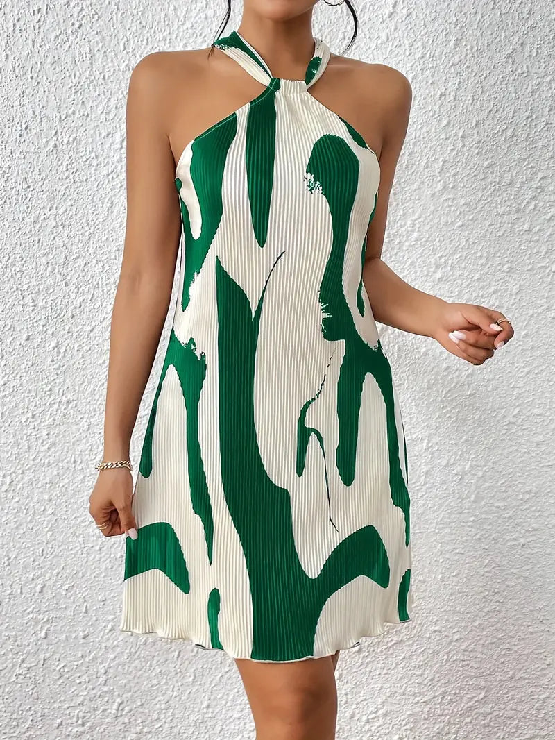 Women's Stylish High-Quality Sleeveless Dress with All-Over Print