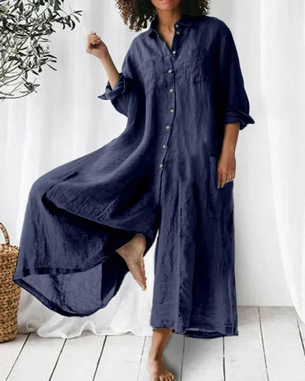 Women's Oversized Linen Jumpsuit with Buttons | Ideal for Summer
