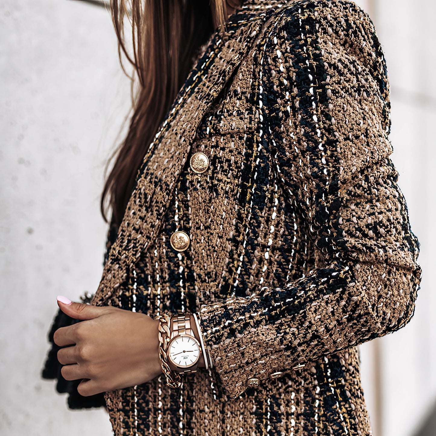 Women's Elegant checked blazer with buttons and pockets| Perfect for Casual Days