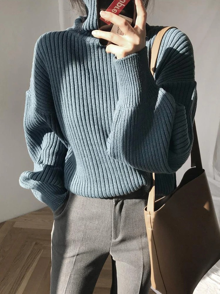 Oversize Thick Lined Turtleneck Jumper for Women | Ideal for Winter