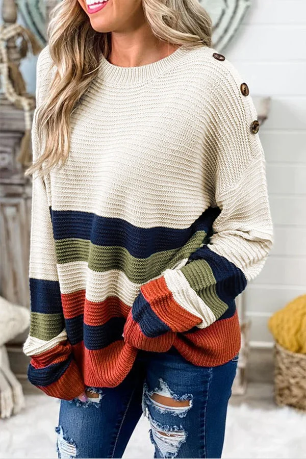 Women's Oversize Striped Knit Jumper | Ideal for Winter