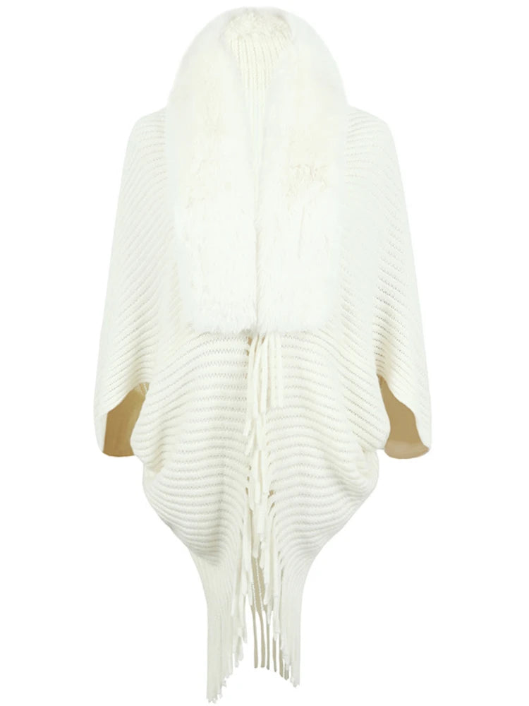 Women's Warm Winter Shawl Collar Thick Cashmere Cardigan with Tassels | Ideal for Winter