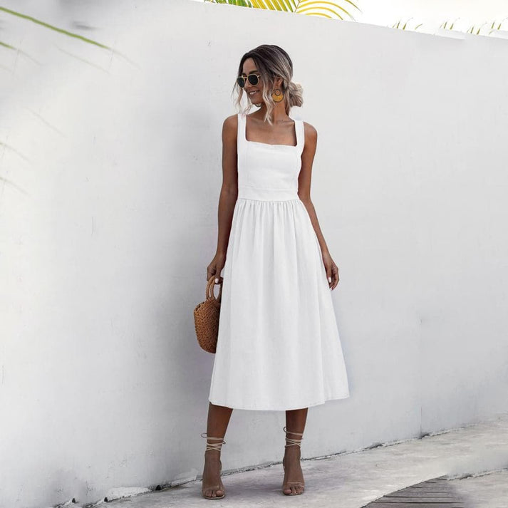 Women's Elegant Premium Fabric Dress with Sleeveless Design