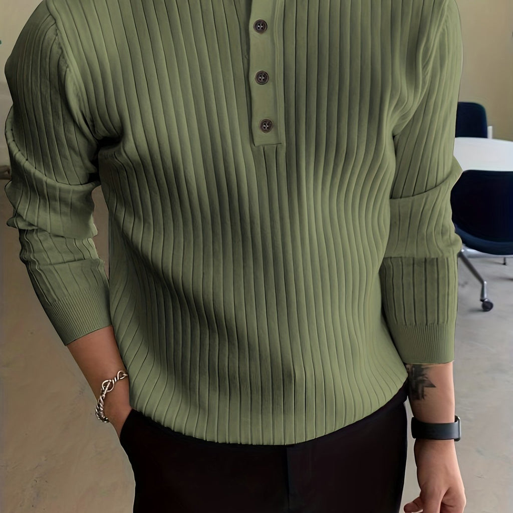 Men's Comfortable Buttoned Knit Jumper | Ideal for Winter