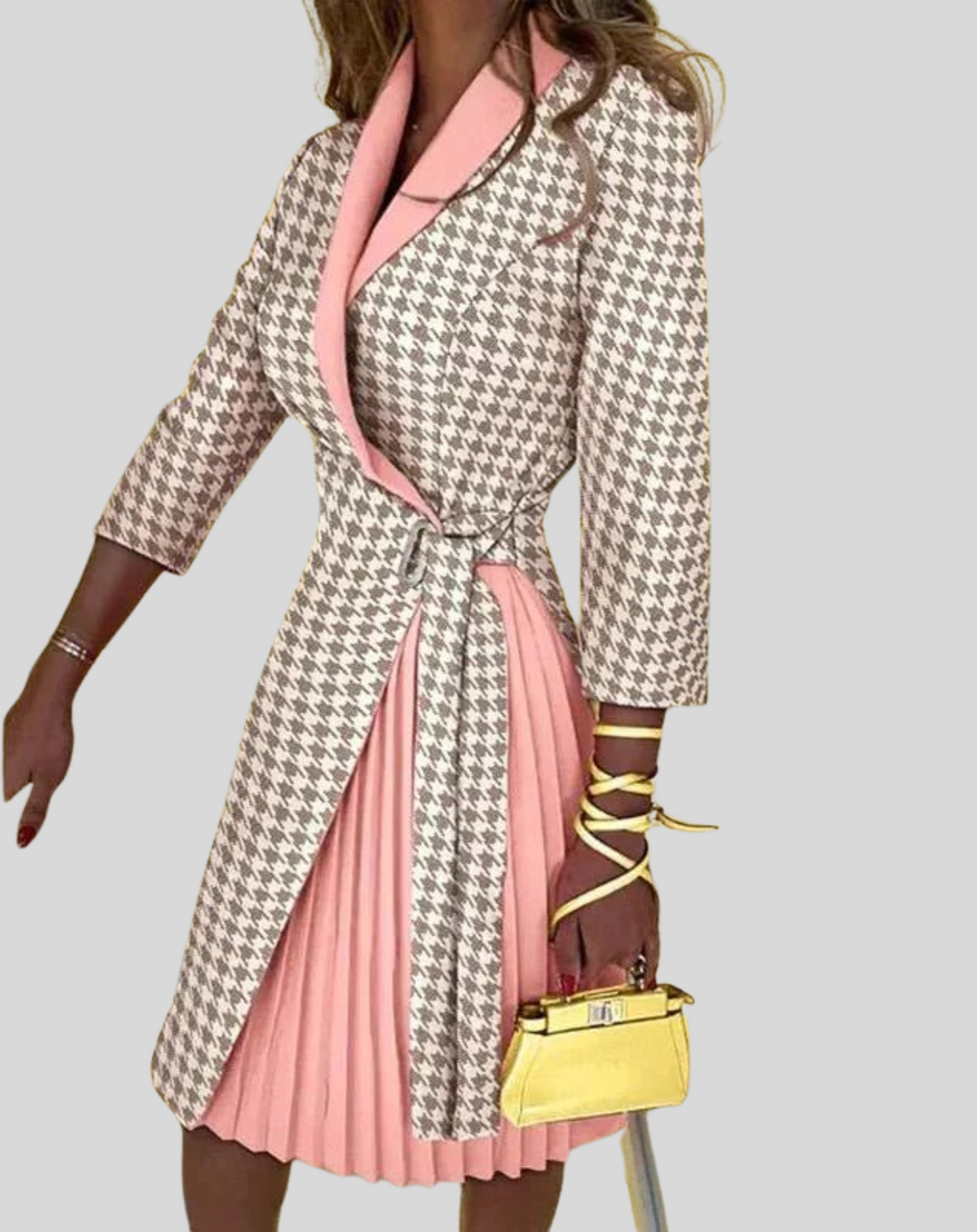 Women's Multicolored Blazer Dress with Side Belt