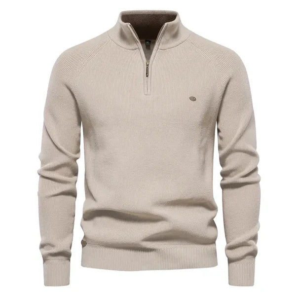 Men's Stylish Knitted Cashmere Quarter Zip Jumper | Ideal for Winter