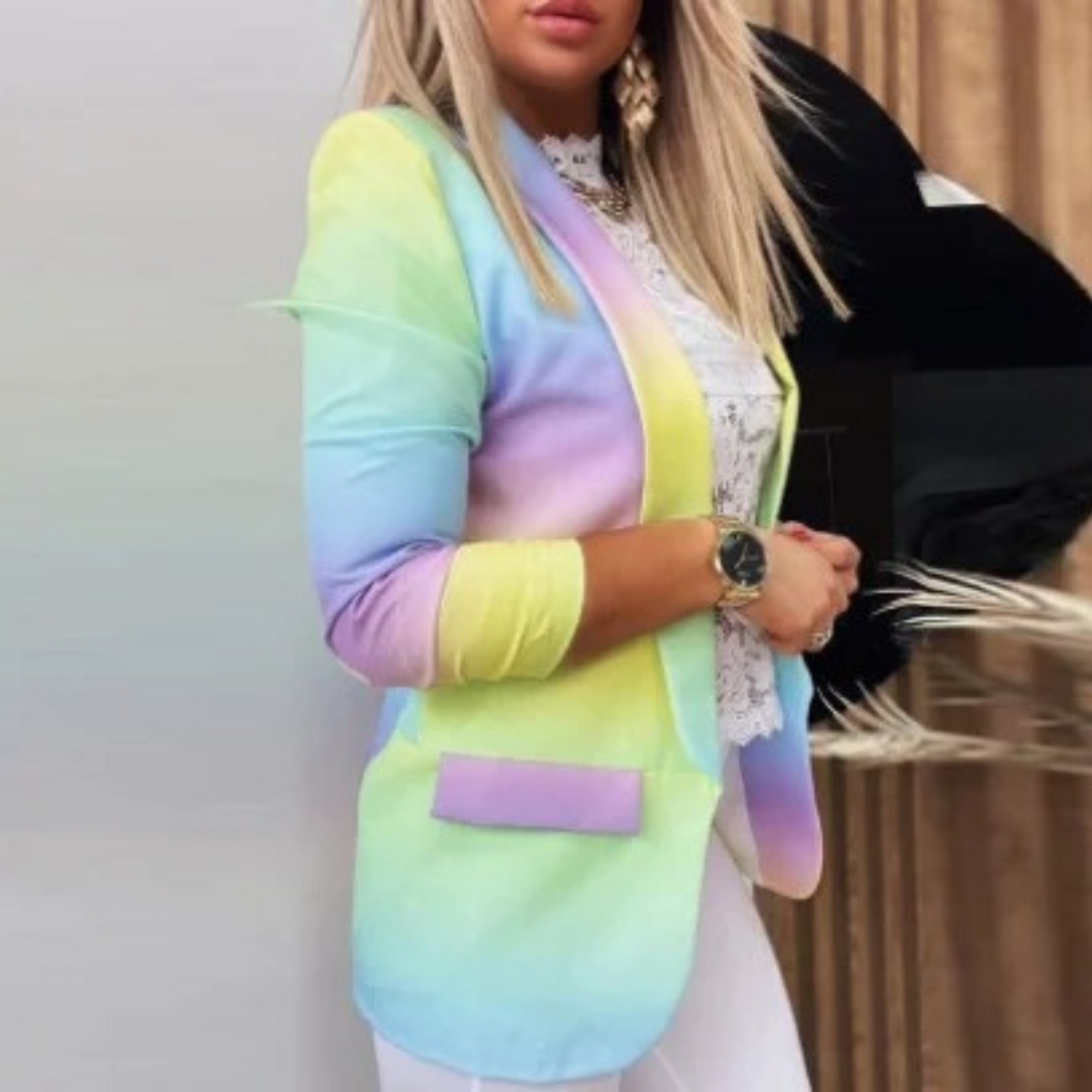 Women's Unique print multicolor blazer with pockets | Perfect for Casual days