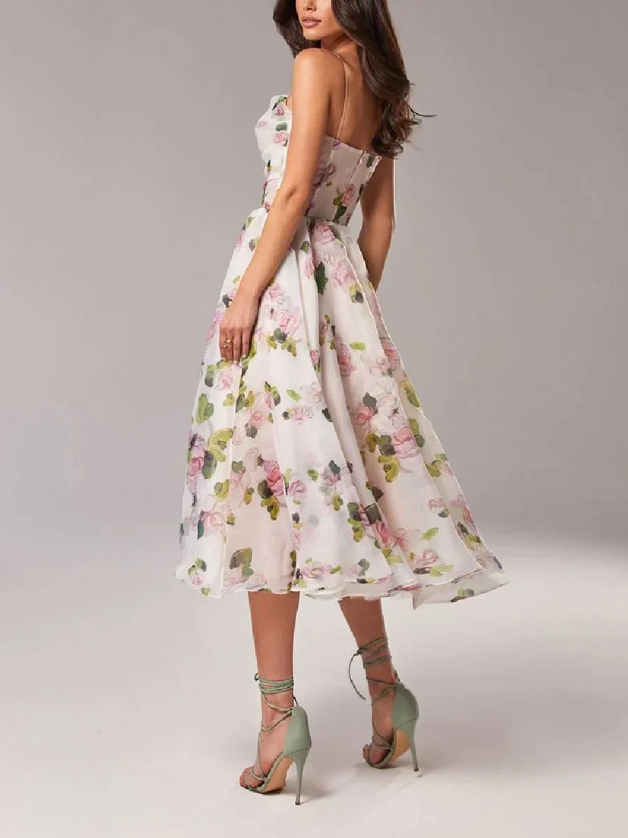 Women's Elegant Printed Maxi Dress with Flattering Fit