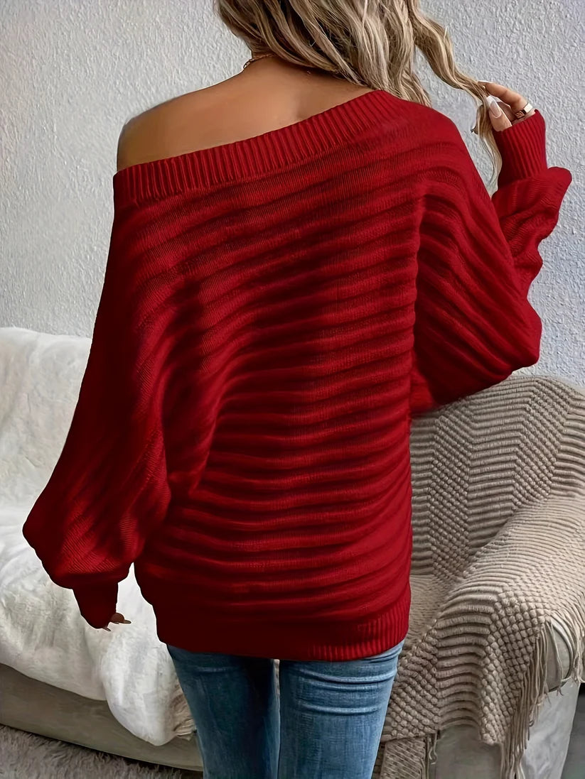 Elegant Off Shoulder Wool Sweater with Comfy Design for Women | Perfect for Casual Days