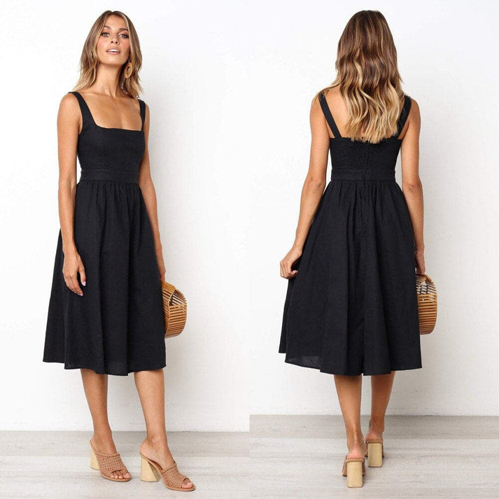 Women's Elegant Premium Fabric Dress with Sleeveless Design