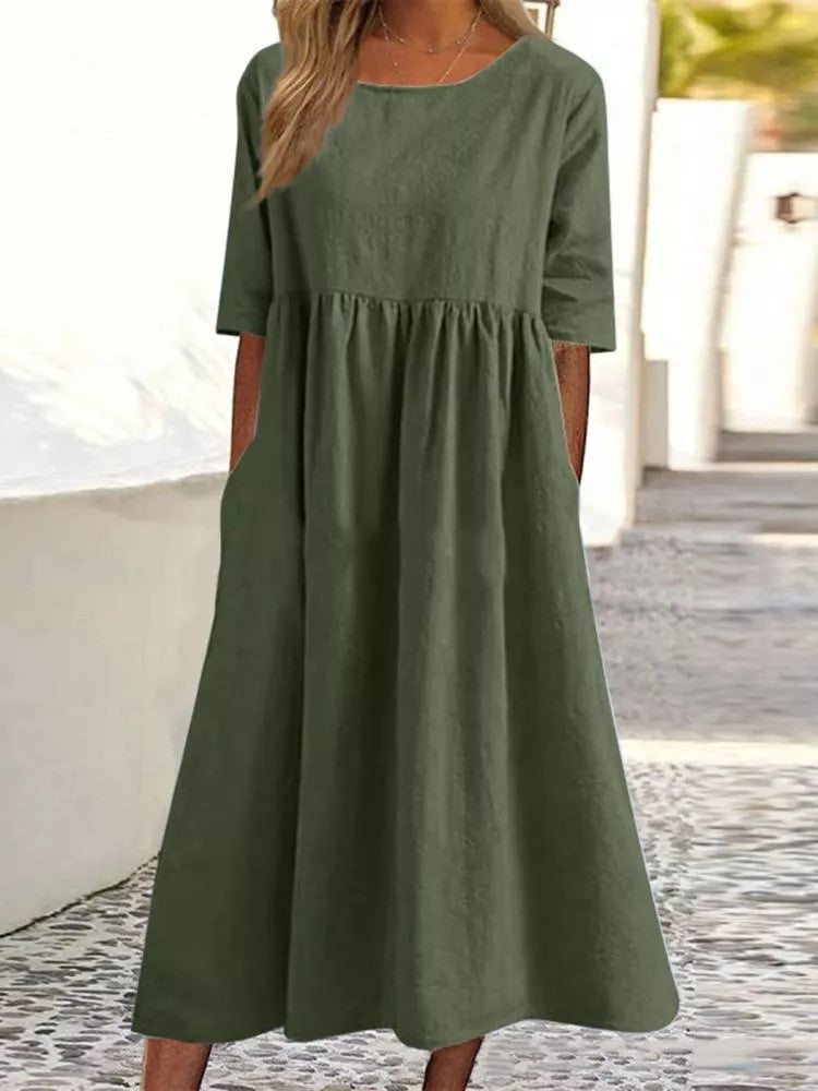 Women's Summer Midi Dress with Short Sleeves | Ideal for Summer