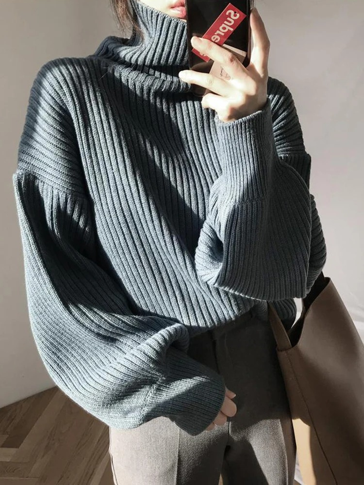 Oversize Thick Lined Turtleneck Jumper for Women | Ideal for Winter