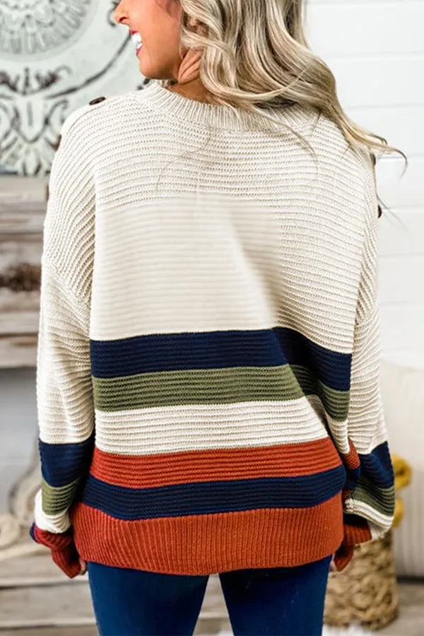 Women's Oversize Striped Knit Jumper | Ideal for Winter