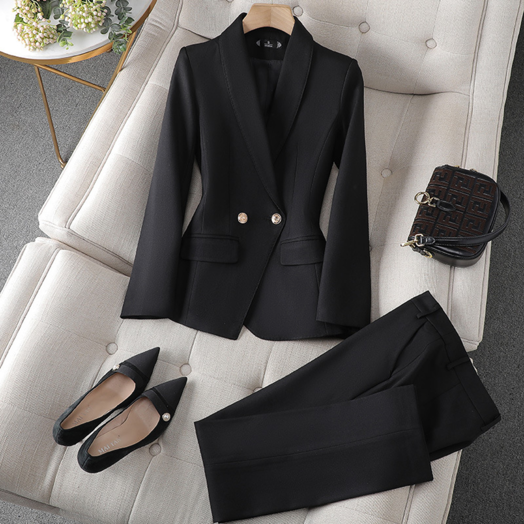 Women's Blazer Two-Piece Outfit in Solid Colour | Perfect for Casual Days