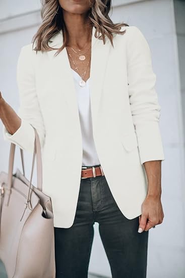 Women's Elegant solid-color blazer with pockets | Perfectr for Casual Days